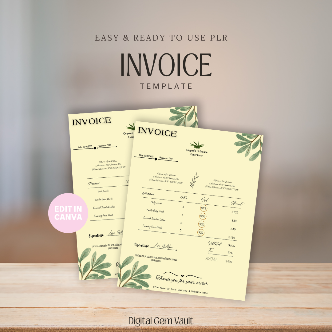 PLR Invoice Template