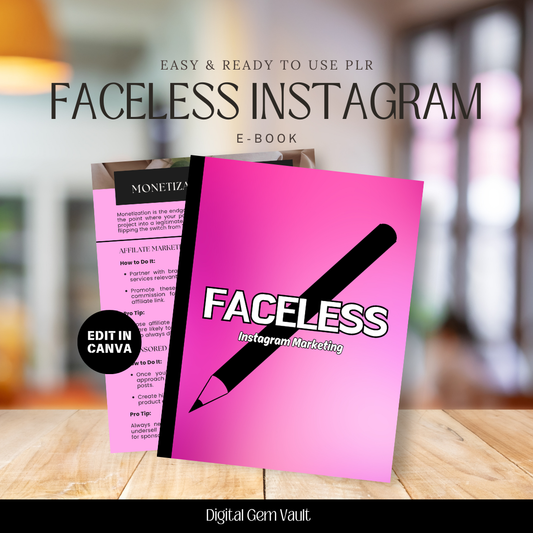PLR Faceless Digital Instagram Marketing E-Book