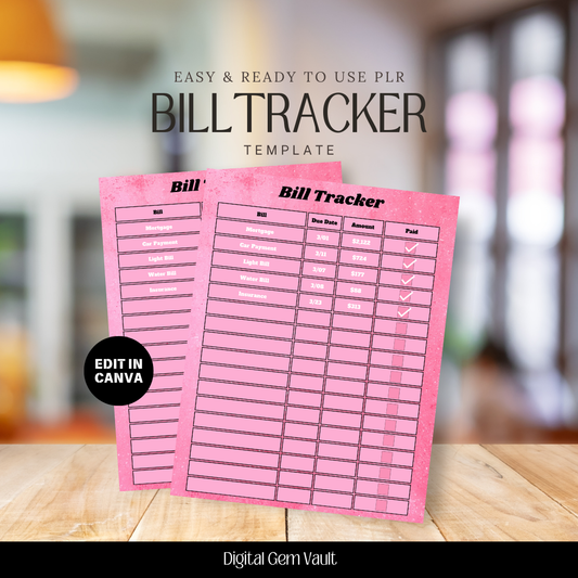 PLR Bill Tracker Template